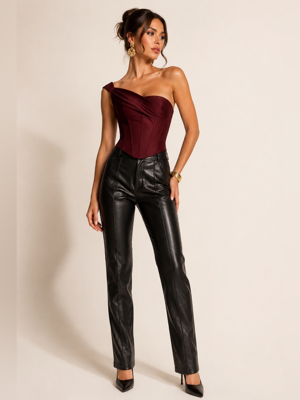Mistress Rocks Get Me Black Vegan Leather Tailored Pants Size Small